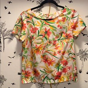 J Crew pink and green Floral top